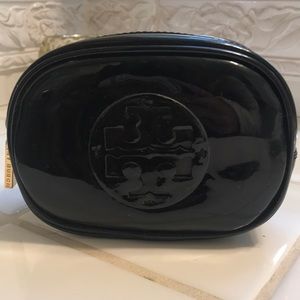 Tory Burch black patent  cosmetic bag